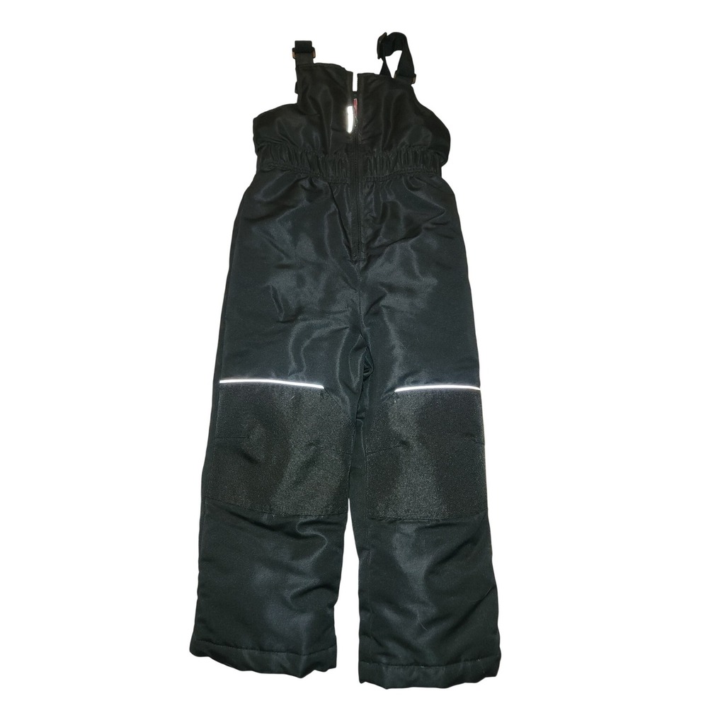 SwissTech Black Snow Bibs Insulated Winter Overalls Toddler 4T Reflective Trim‎